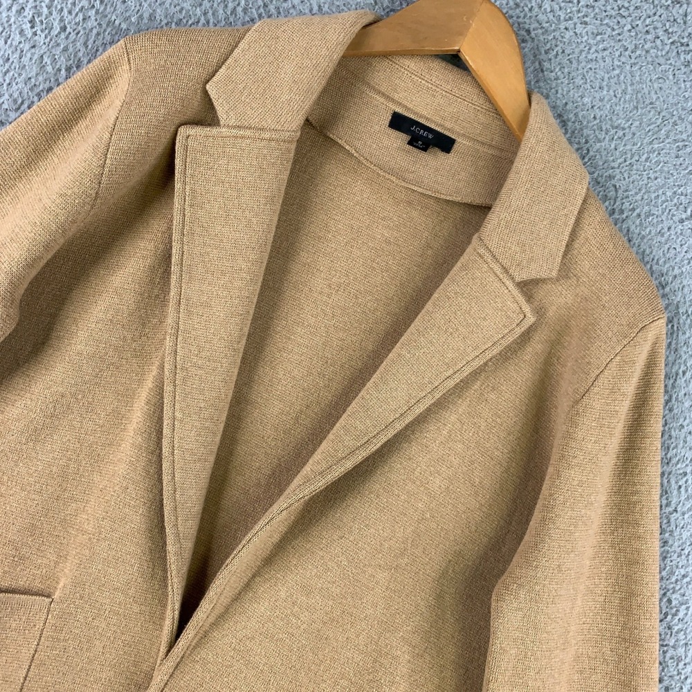 J.Crew Sophie Sweater Blazer Women's Small S Tan Knit Merino Blend Open Cardigan